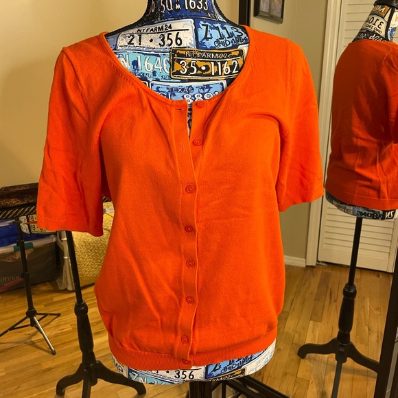 Orange Short Sleeve Cardigan - Picture 1 of 4
